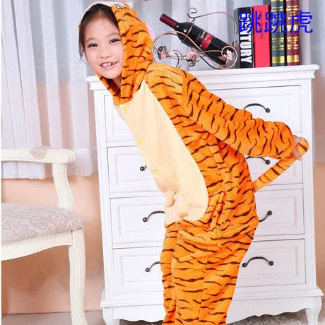 20 Style 2-11Y Girls Boys Children Flannel Animal pajamas Kid Clothes Cute pyjamas Hooded Romper Sleepwear Without Shoes