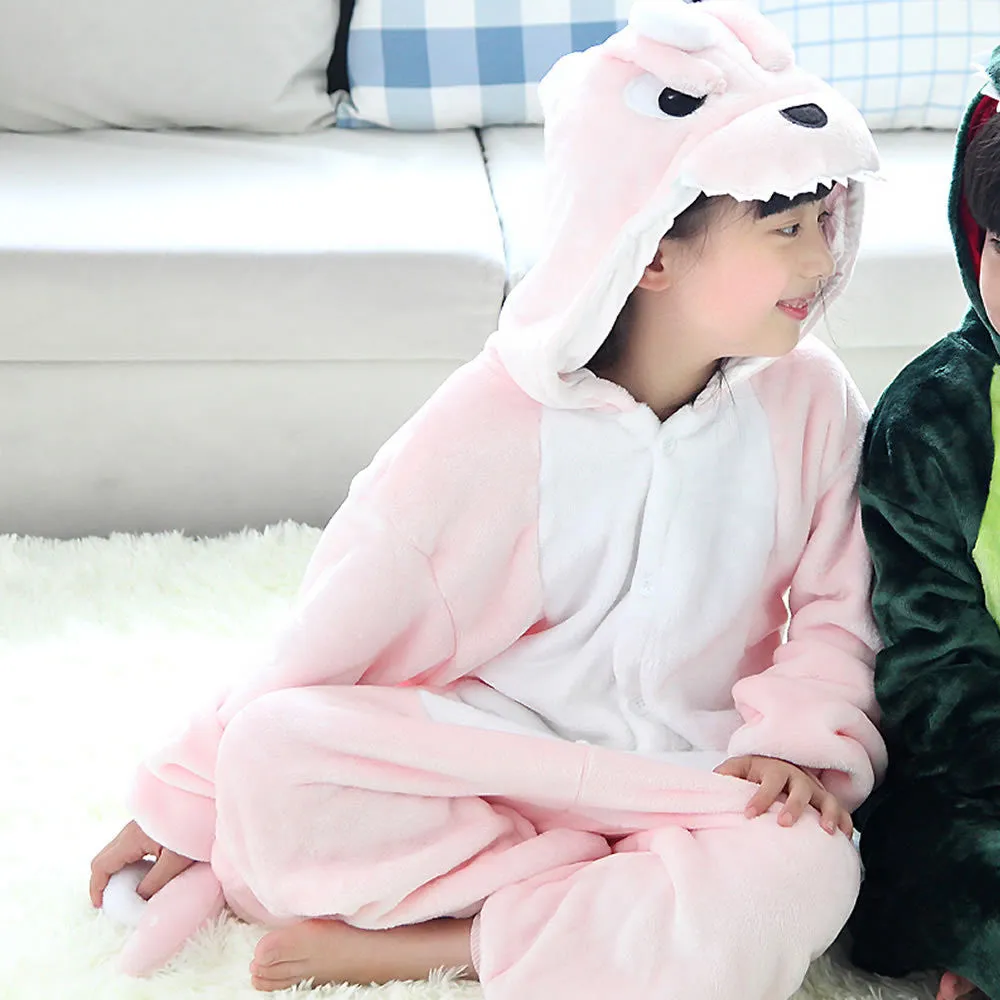 20 Style 2-11Y Girls Boys Children Flannel Animal pajamas Kid Clothes Cute pyjamas Hooded Romper Sleepwear Without Shoes