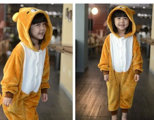 20 Style 2-11Y Girls Boys Children Flannel Animal pajamas Kid Clothes Cute pyjamas Hooded Romper Sleepwear Without Shoes