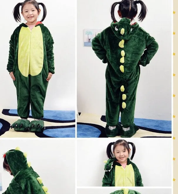 20 Style 2-11Y Girls Boys Children Flannel Animal pajamas Kid Clothes Cute pyjamas Hooded Romper Sleepwear Without Shoes
