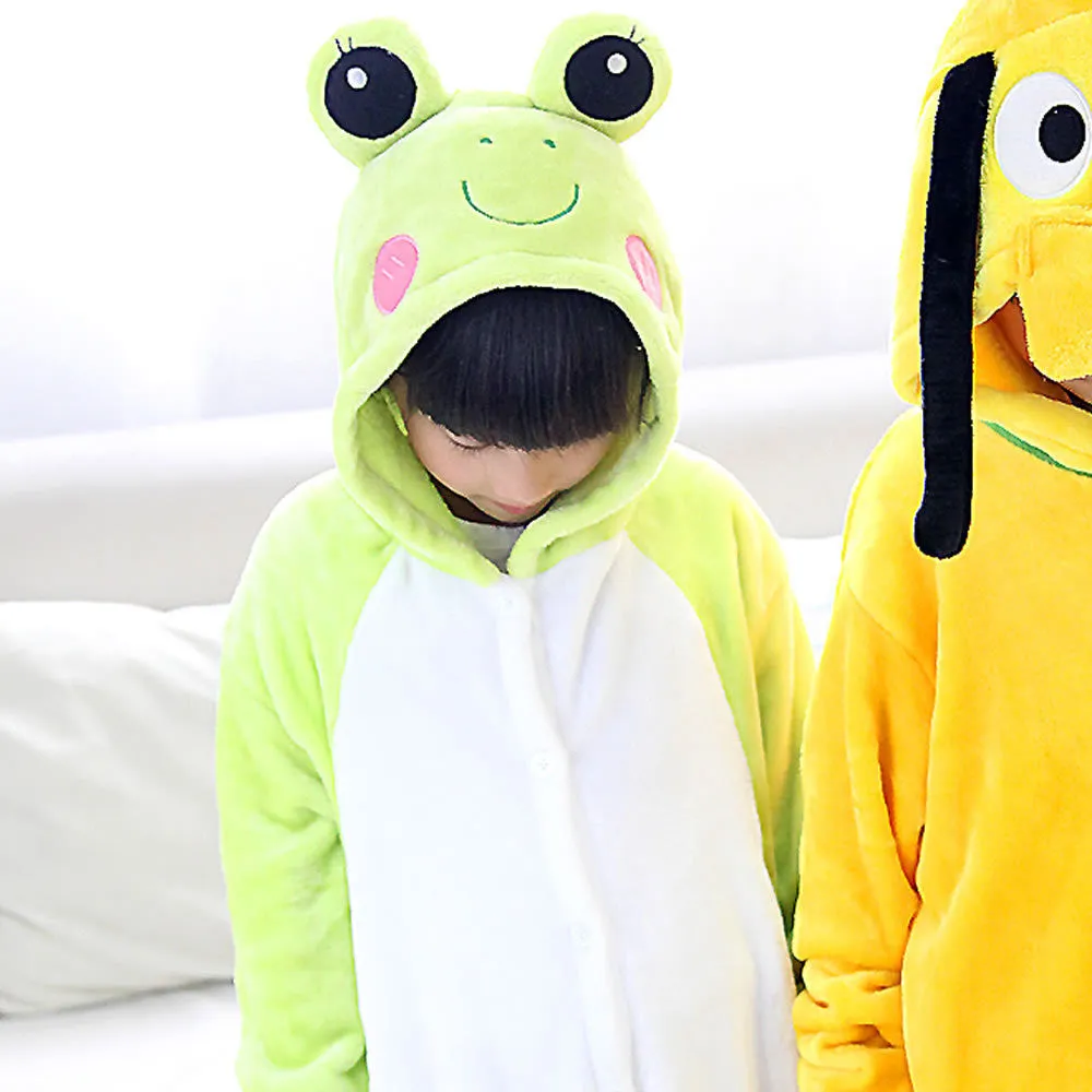 20 Style 2-11Y Girls Boys Children Flannel Animal pajamas Kid Clothes Cute pyjamas Hooded Romper Sleepwear Without Shoes
