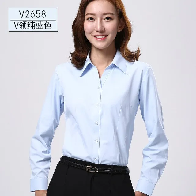 2021 Spring New Office OL White Shirt Women Long Sleeve Blouse Ladies Tops Plus Size Blouses Women Work Shirts XS-4XL 12colors