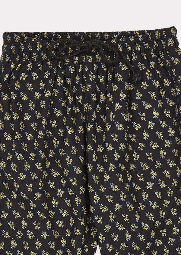 [3y] Caramel Baby & Child Woodpigeon Trousers in Black/Yellow Small Floral Print