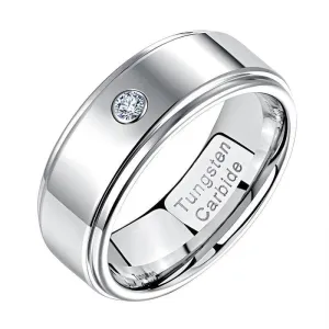 8mm Tungsten Carbide Men's Wedding Band with Diamond