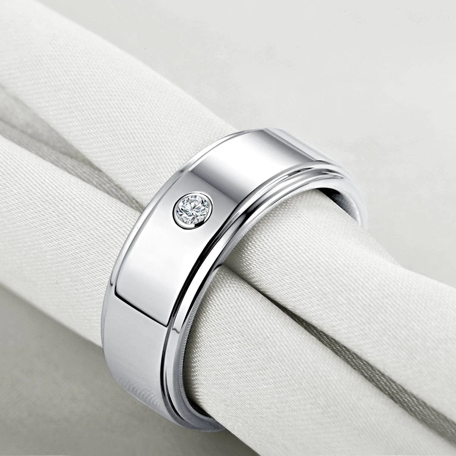 8mm Tungsten Carbide Men's Wedding Band with Diamond