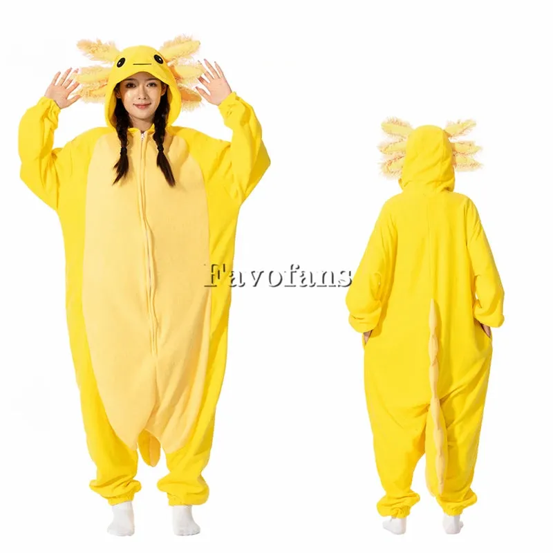 Adult Halloween Onesie Cartoon Axolotl Pajamas For Women Animal Kigurumi Pyjamas Homewear Cosplay Party Costume