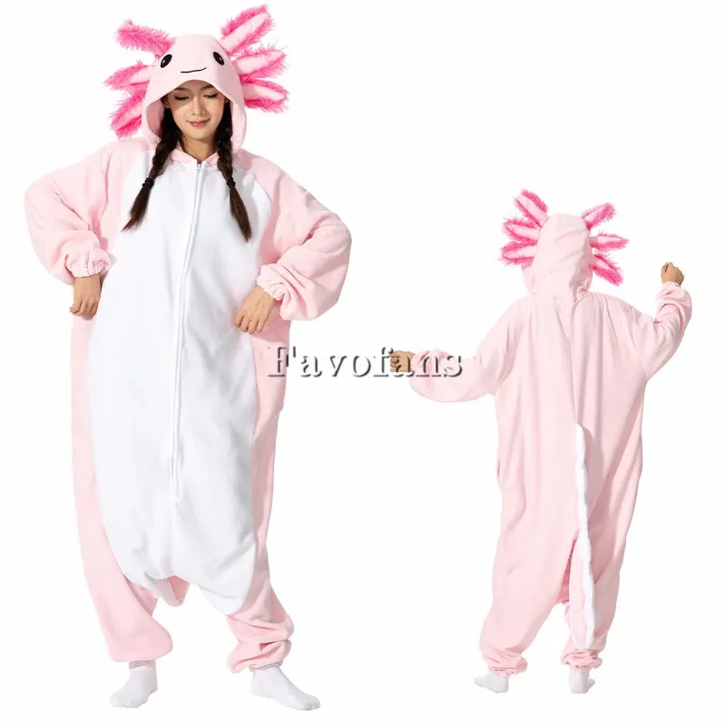 Adult Halloween Onesie Cartoon Axolotl Pajamas For Women Animal Kigurumi Pyjamas Homewear Cosplay Party Costume