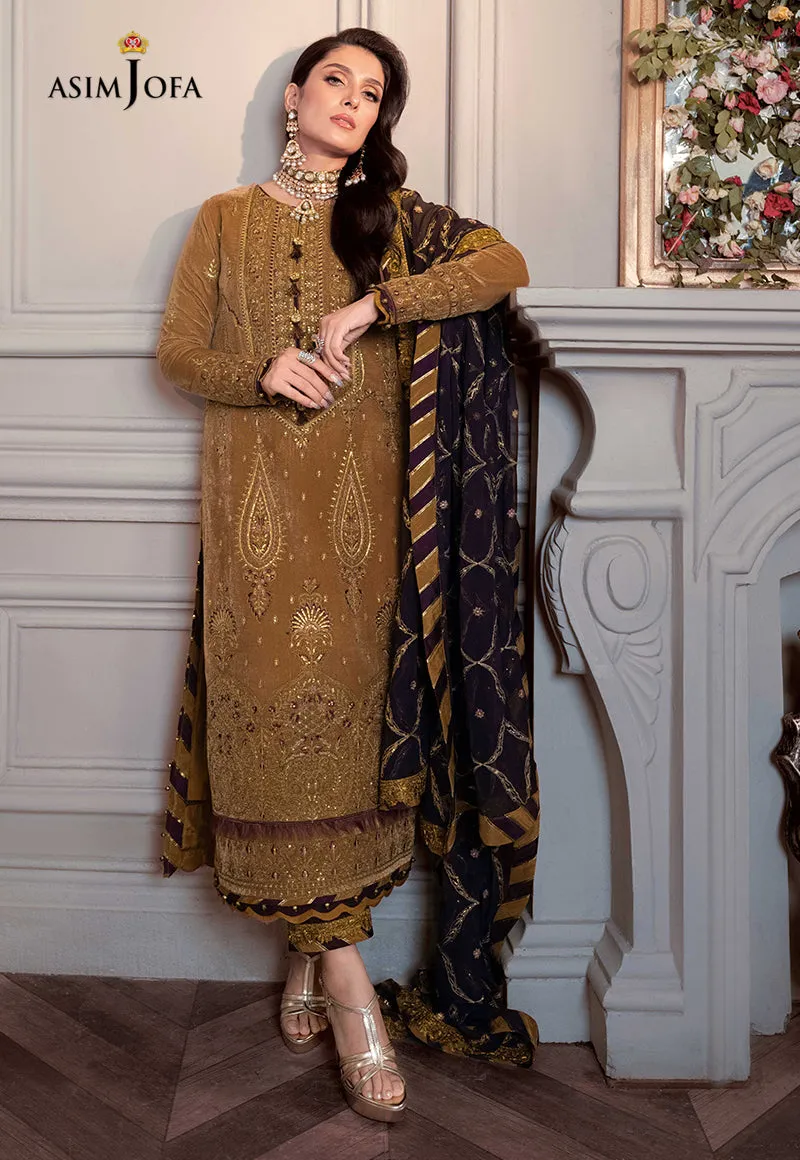 AJAM-07 | The Ayeza Edit by Asim Jofa Makhmal Royal Velvet Winter Collection 2022 | Unstitched Embroidered Velvet Suits