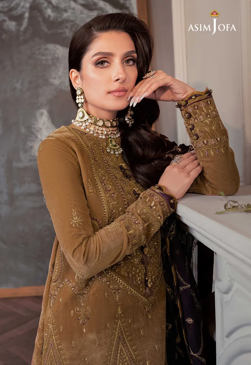 AJAM-07 | The Ayeza Edit by Asim Jofa Makhmal Royal Velvet Winter Collection 2022 | Unstitched Embroidered Velvet Suits