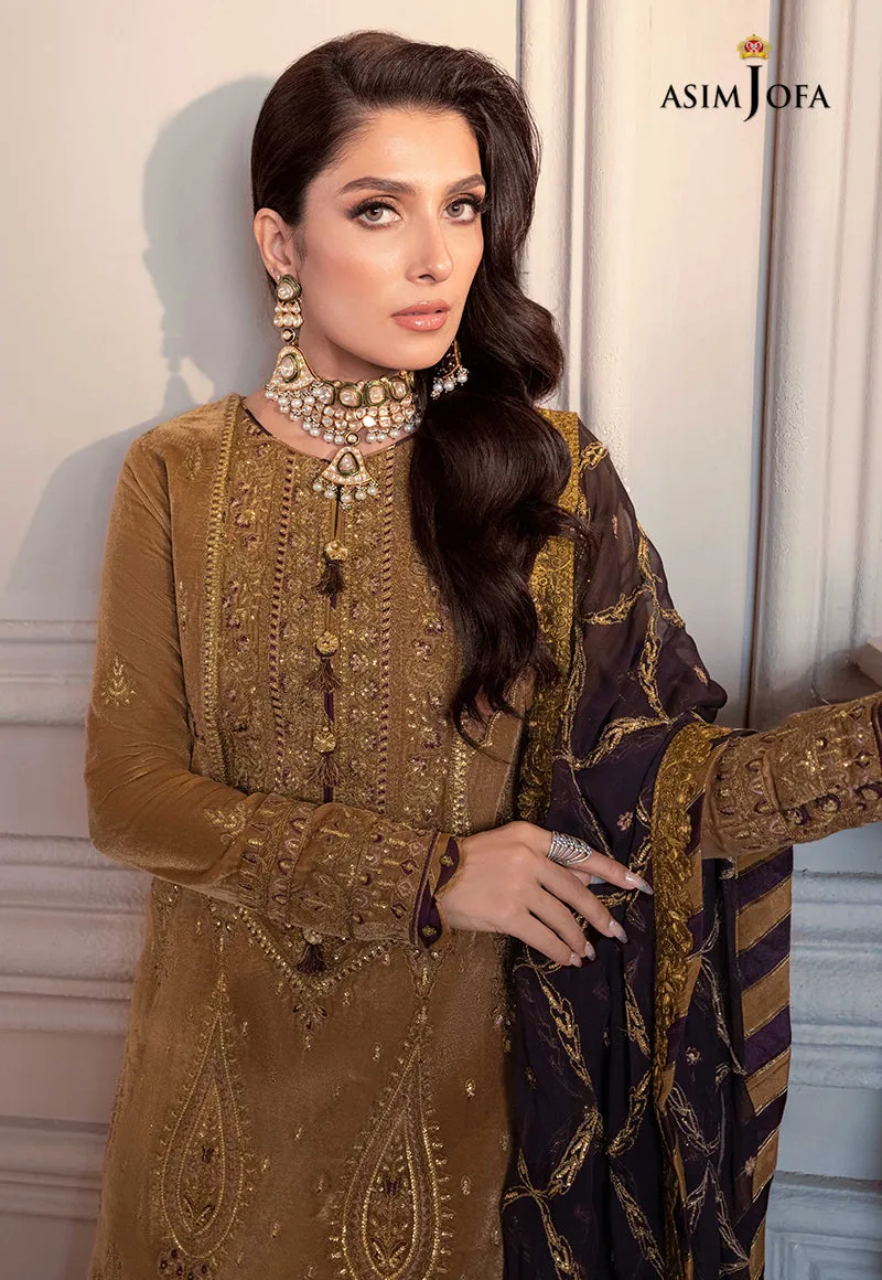 AJAM-07 | The Ayeza Edit by Asim Jofa Makhmal Royal Velvet Winter Collection 2022 | Unstitched Embroidered Velvet Suits