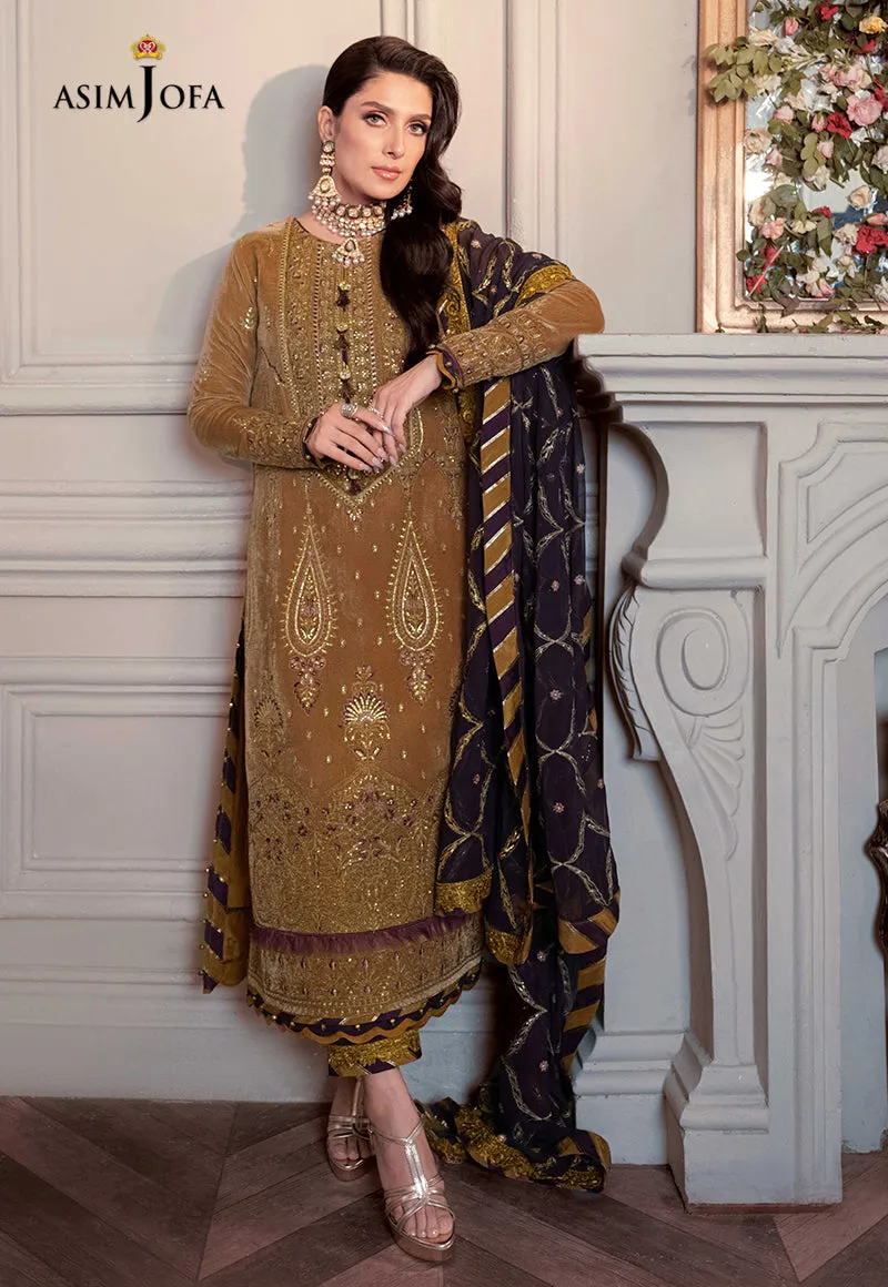 AJAM-07 | The Ayeza Edit by Asim Jofa Makhmal Royal Velvet Winter Collection 2022 | Unstitched Embroidered Velvet Suits