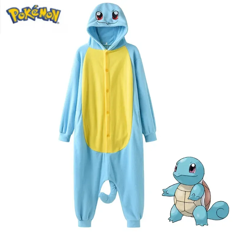Anime  Onesies Eevee Adults Cosplay Costume Snorlax Squirtle One-Piece Pajama Full Body Pijama Christmas Sleepwear Halloween
