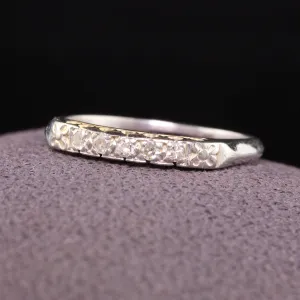 Antique Art Deco 14K White Gold Single Cut Diamond Wedding Band