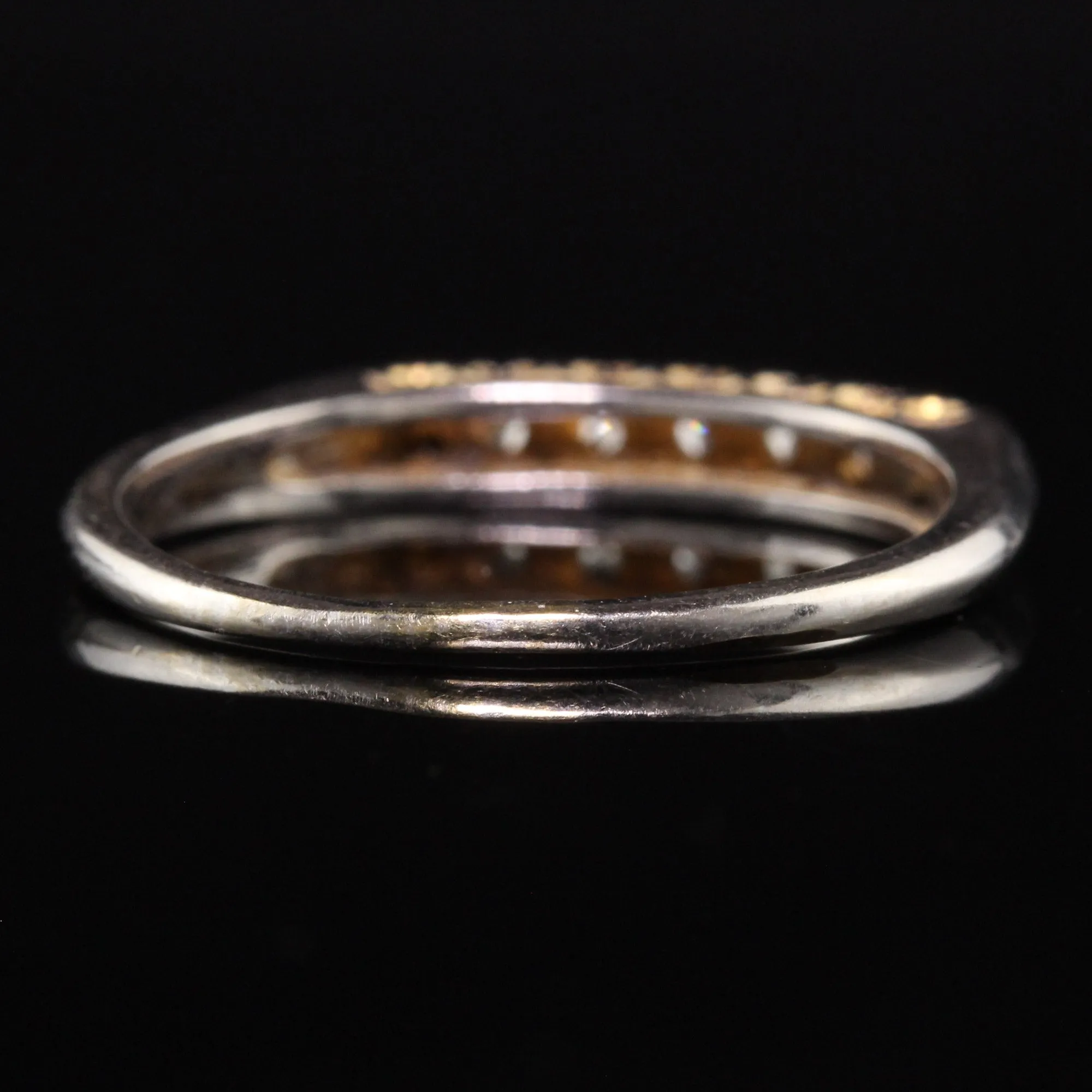Antique Art Deco 14K White Gold Single Cut Diamond Wedding Band