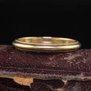 Antique Art Deco 14K Yellow Gold Classic Milgrain Wedding Band - Size 7