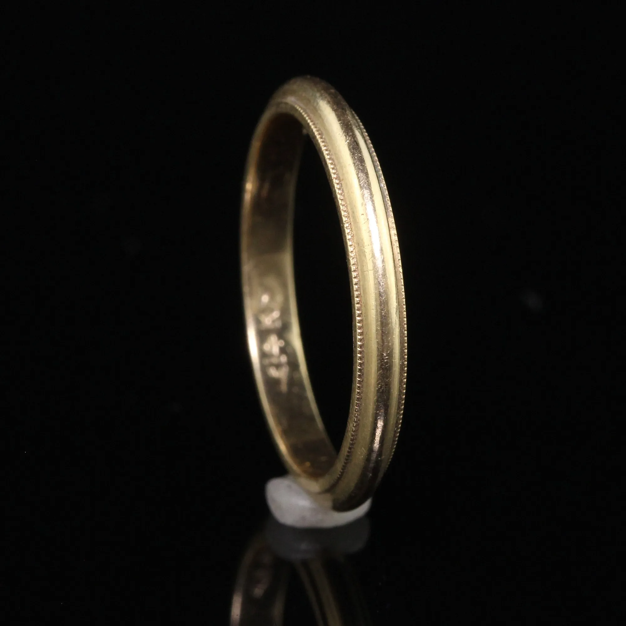 Antique Art Deco 14K Yellow Gold Classic Milgrain Wedding Band - Size 7