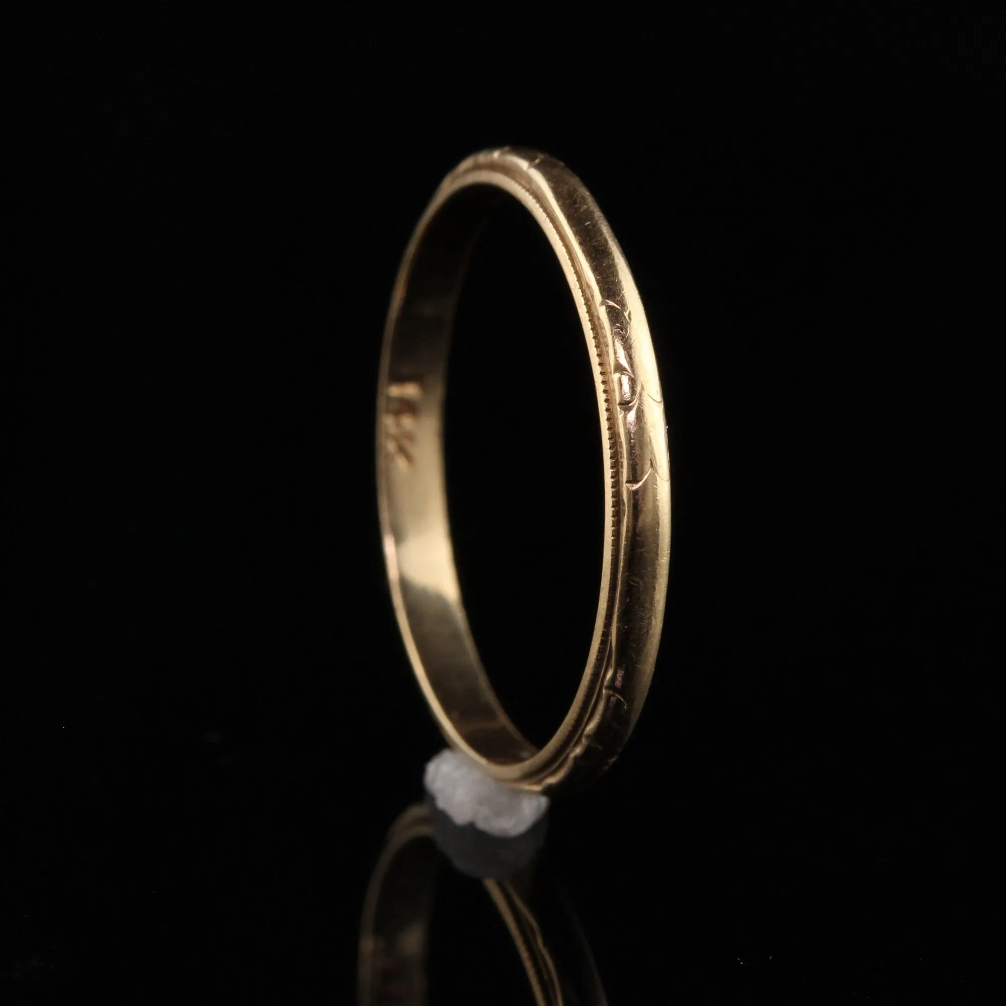 Antique Art Deco 14K Yellow Gold Engraved Wedding Band