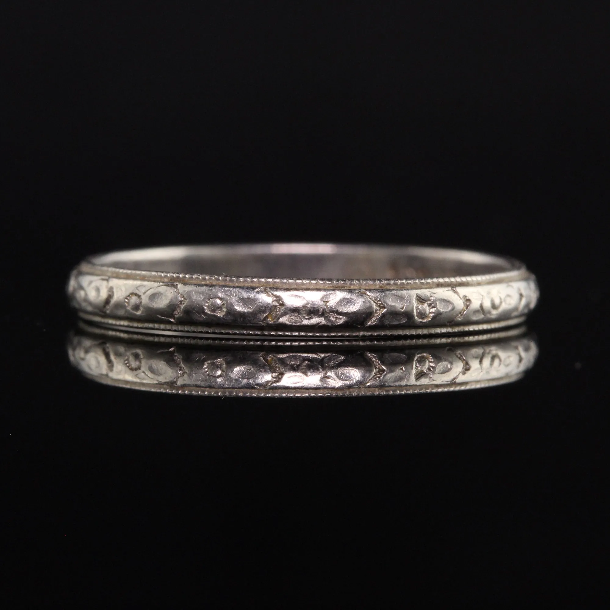 Antique Art Deco Oscar Heyman Platinum Engraved Wedding Band - Size 5