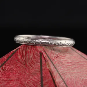 Antique Art Deco Oscar Heyman Platinum Engraved Wedding Band - Size 5
