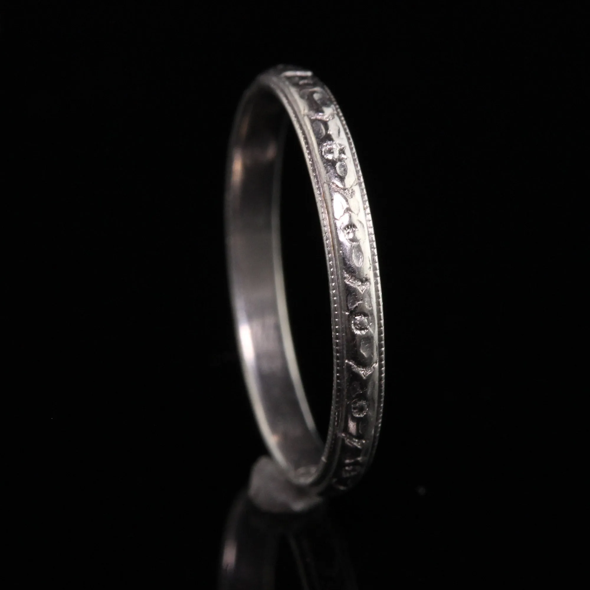 Antique Art Deco Oscar Heyman Platinum Engraved Wedding Band - Size 5