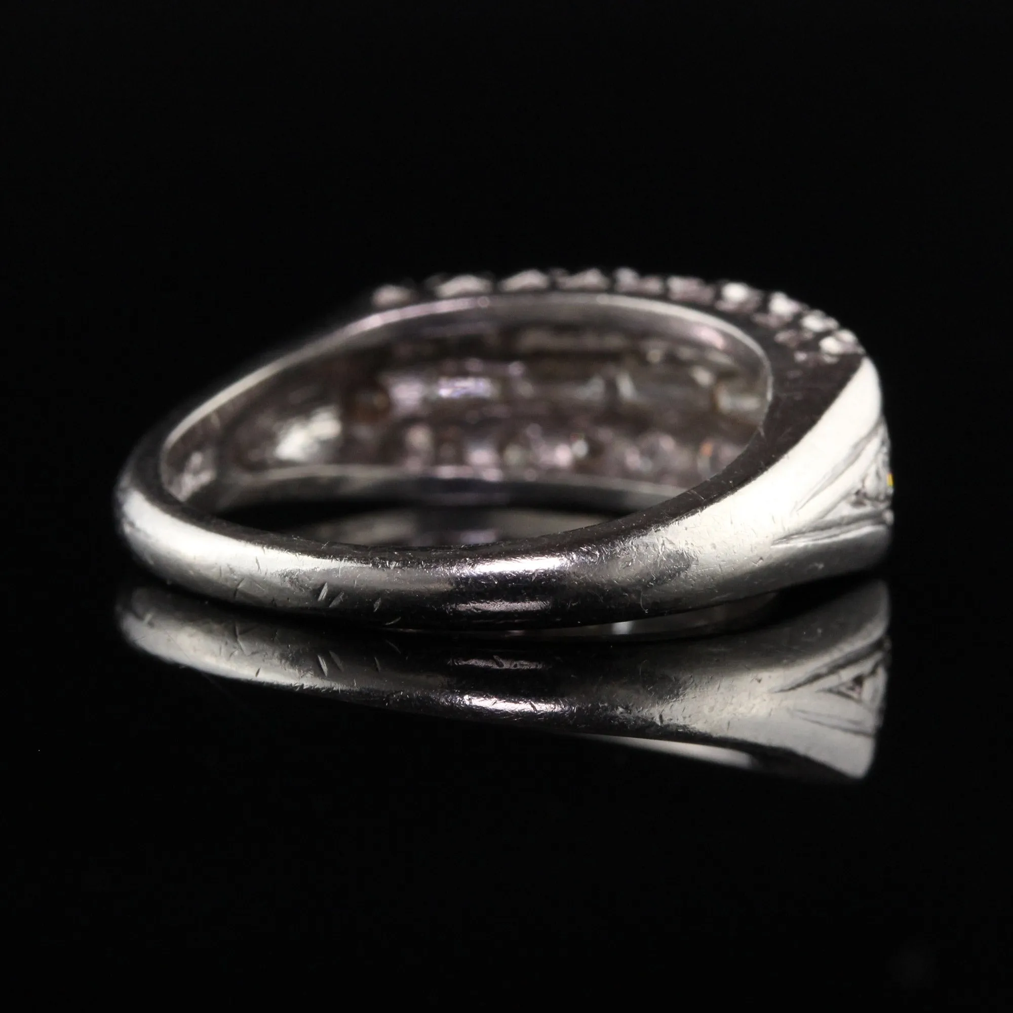 Antique Art Deco Platinum Baguette and Single Cut Diamond Wedding Band