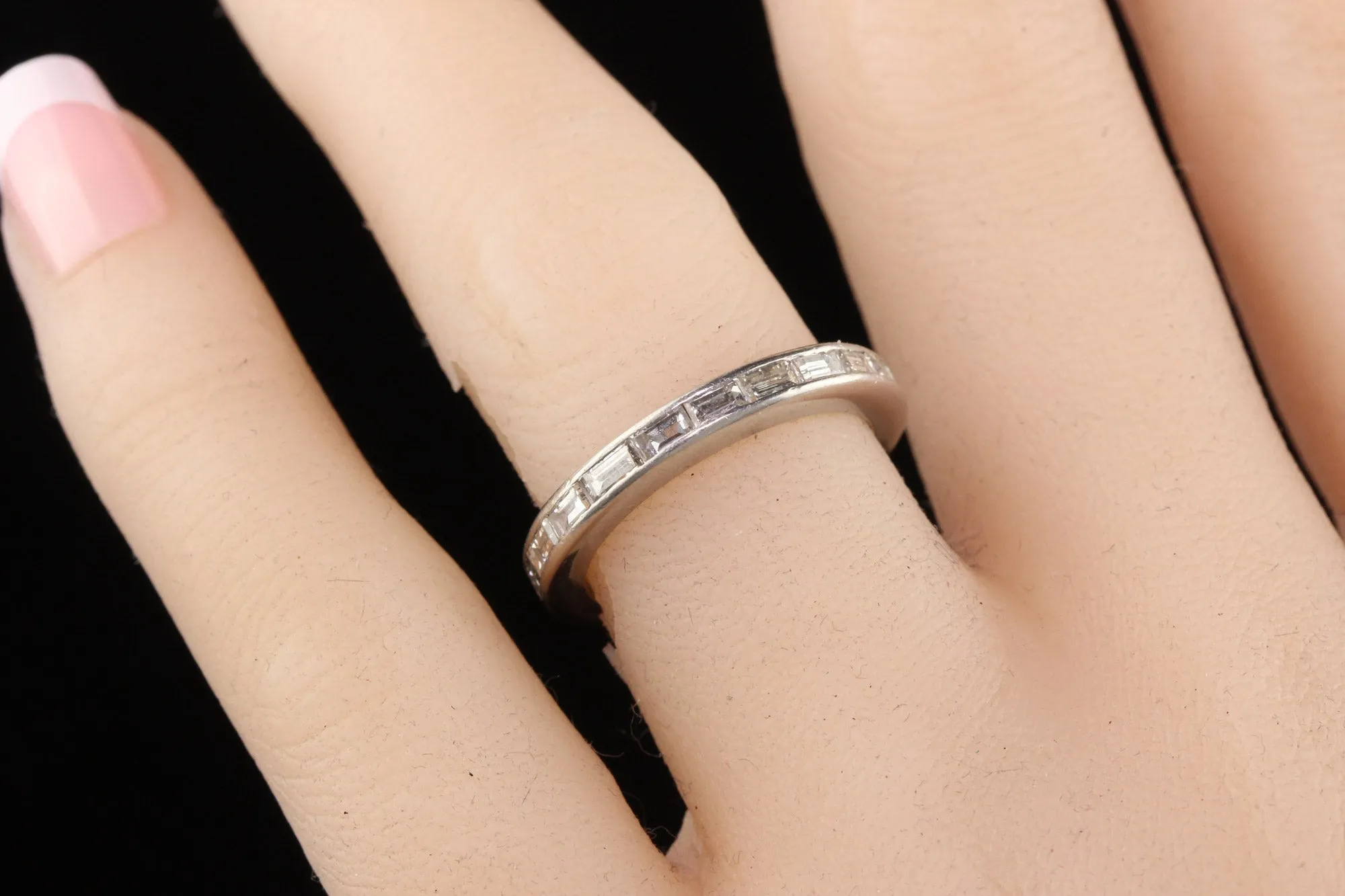Antique Art Deco Platinum Baguette Diamond Eternity Band - Size 6