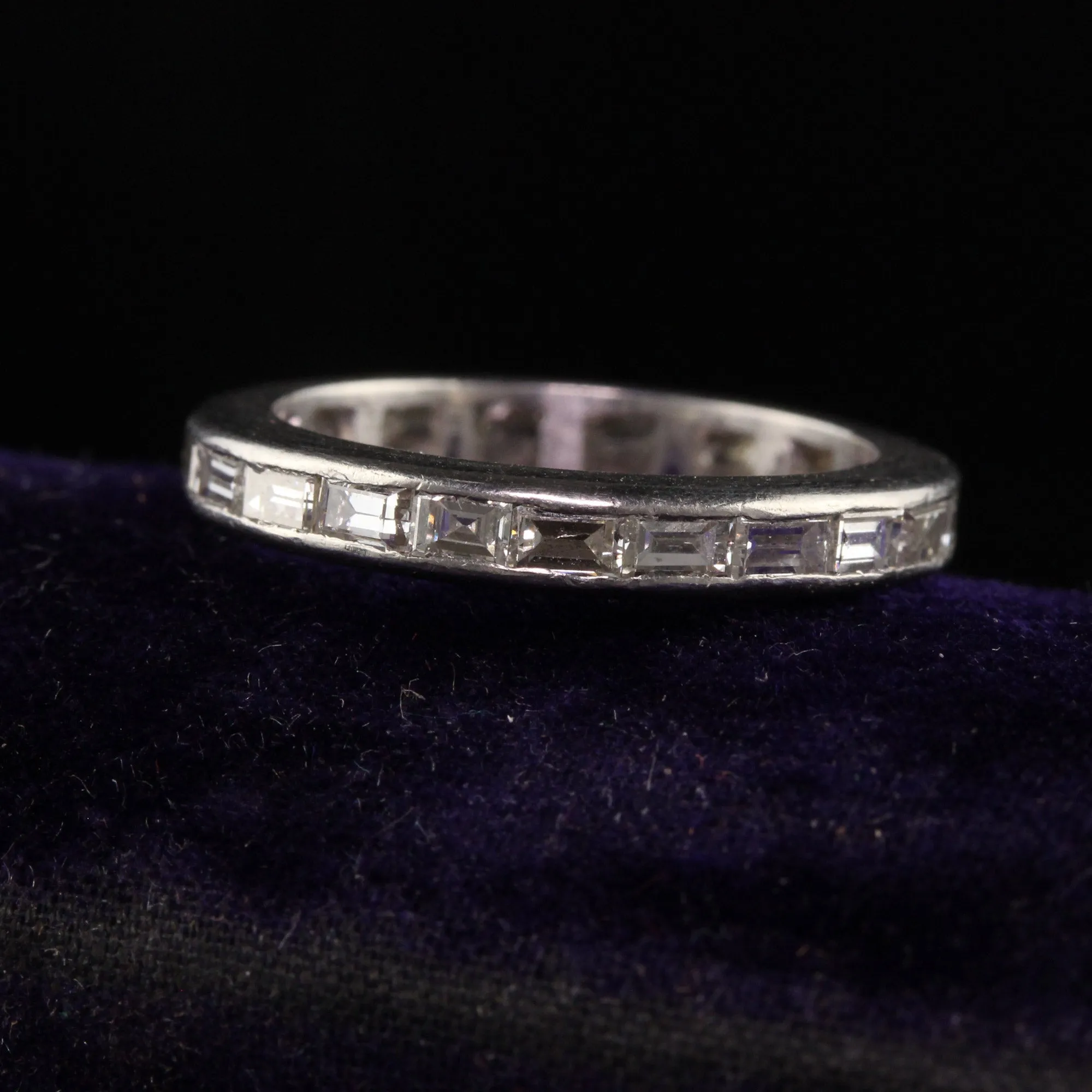 Antique Art Deco Platinum Baguette Diamond Eternity Band - Size 6