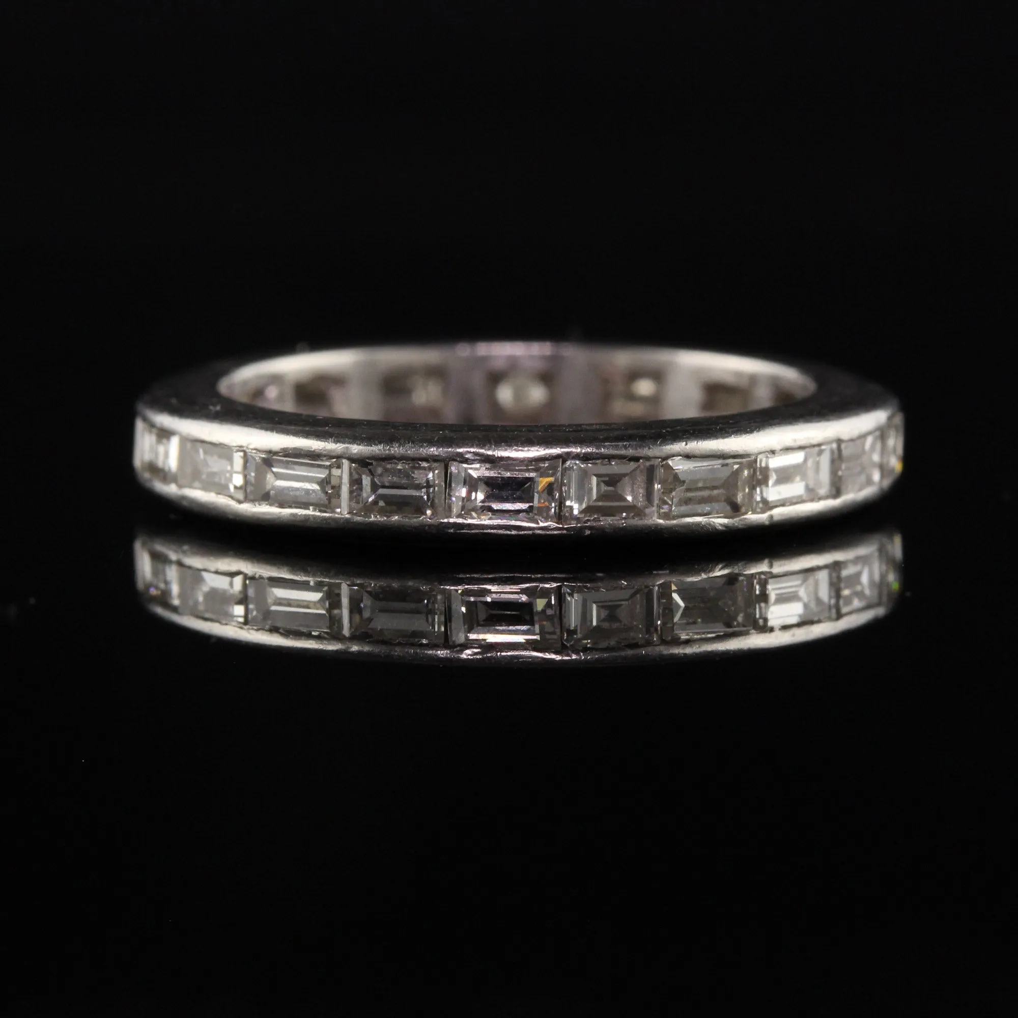 Antique Art Deco Platinum Baguette Diamond Eternity Band - Size 6