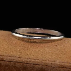 Antique Art Deco Platinum Engraved Wedding Band - Size 5 1/4