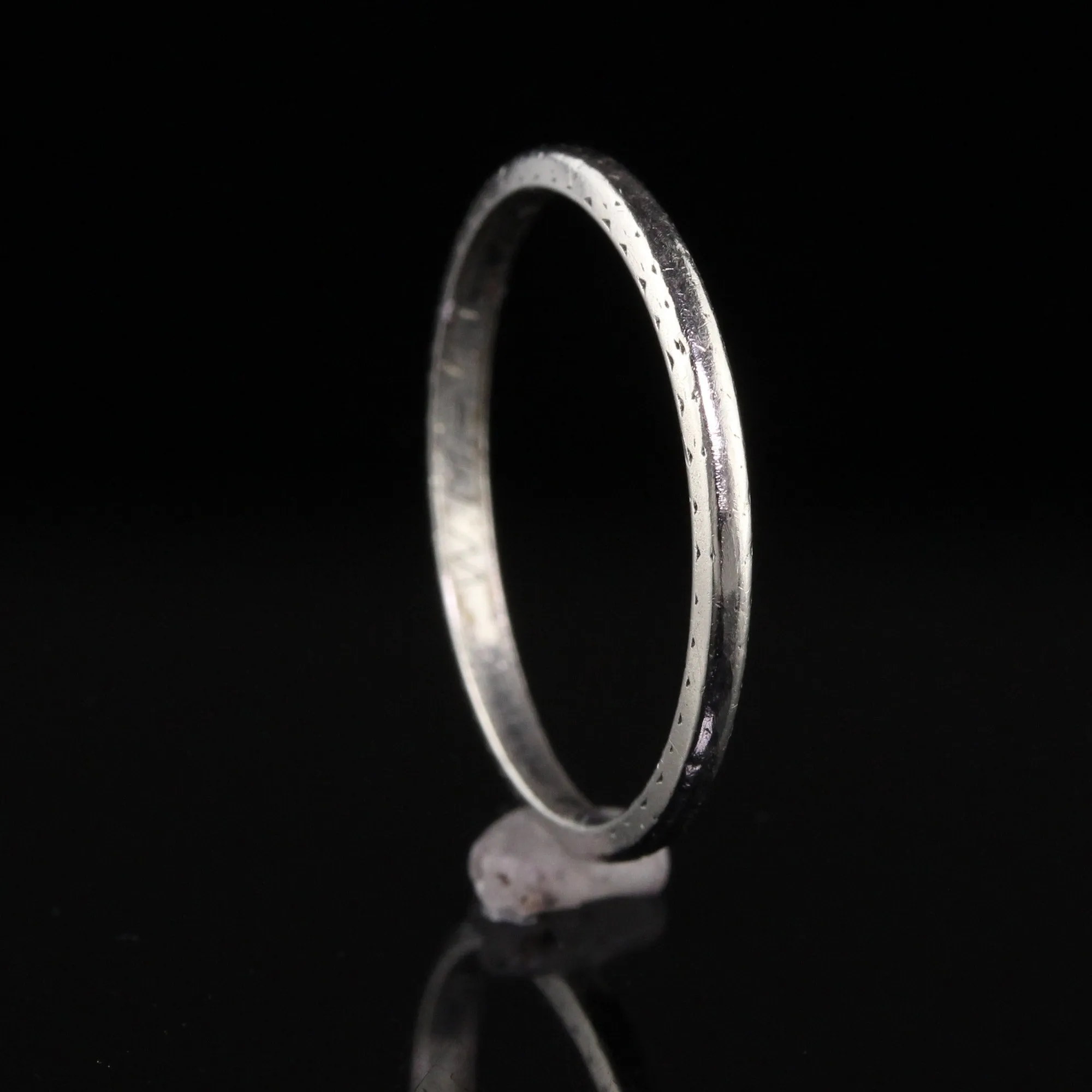 Antique Art Deco Platinum Engraved Wedding Band - Size 5 1/4