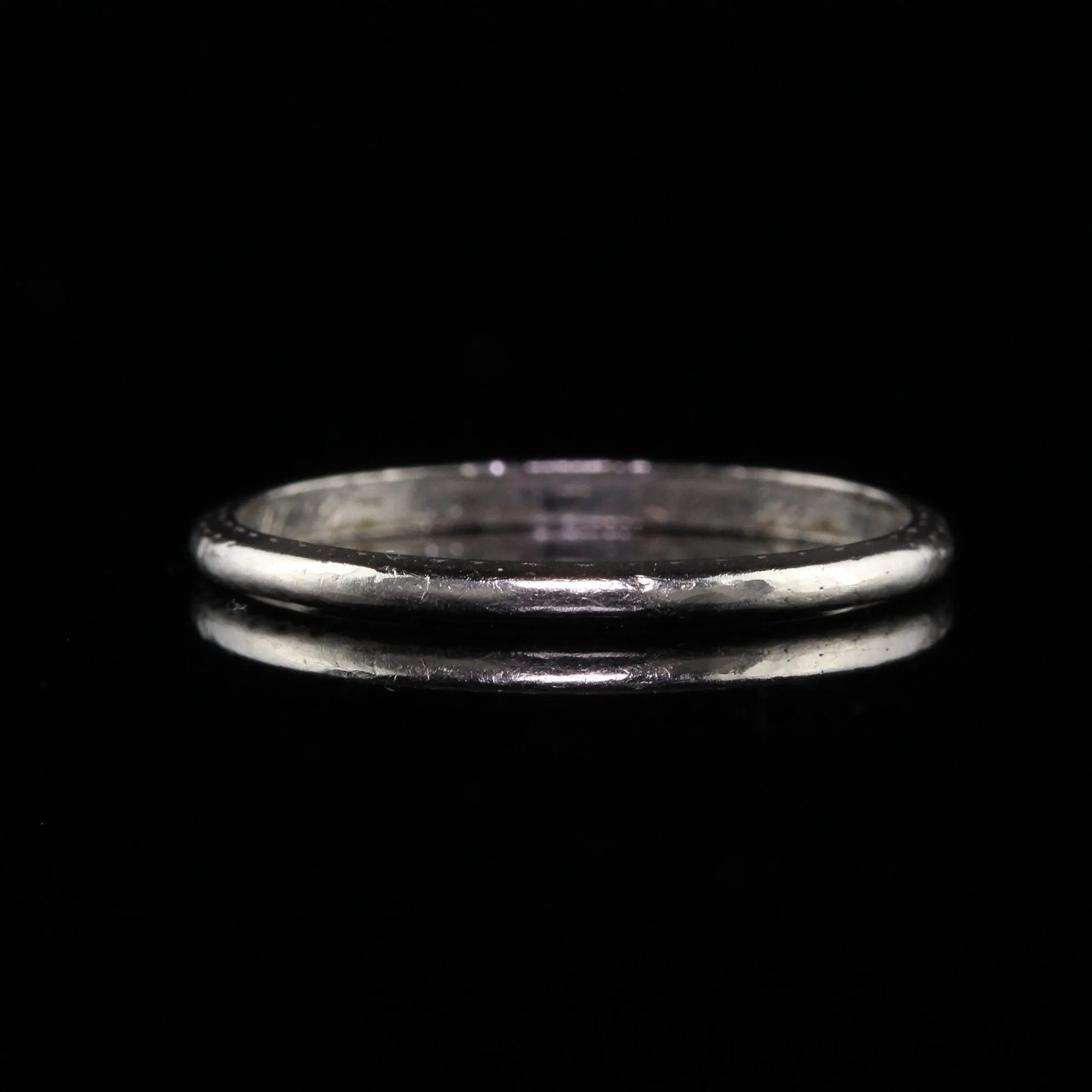 Antique Art Deco Platinum Engraved Wedding Band - Size 5 1/4