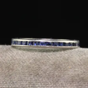 Antique Art Deco Platinum Natural Sapphire Square Cut Eternity Band