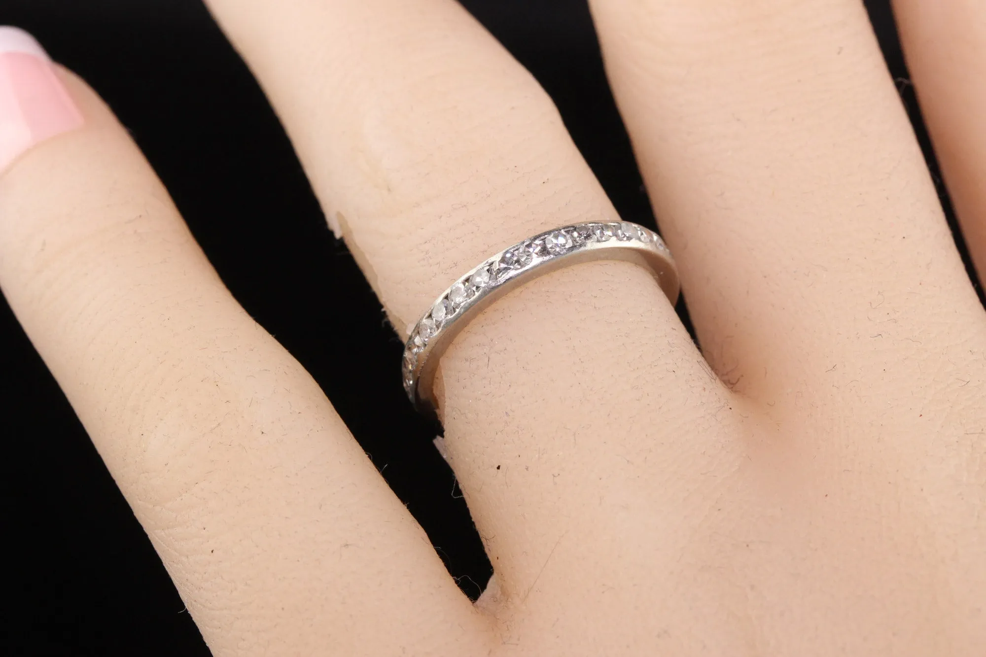 Antique Art Deco Platinum Single Cut Diamond Eternity Band