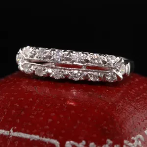 Antique Art Deco Platinum Single Cut Diamond Filigree Wedding Band