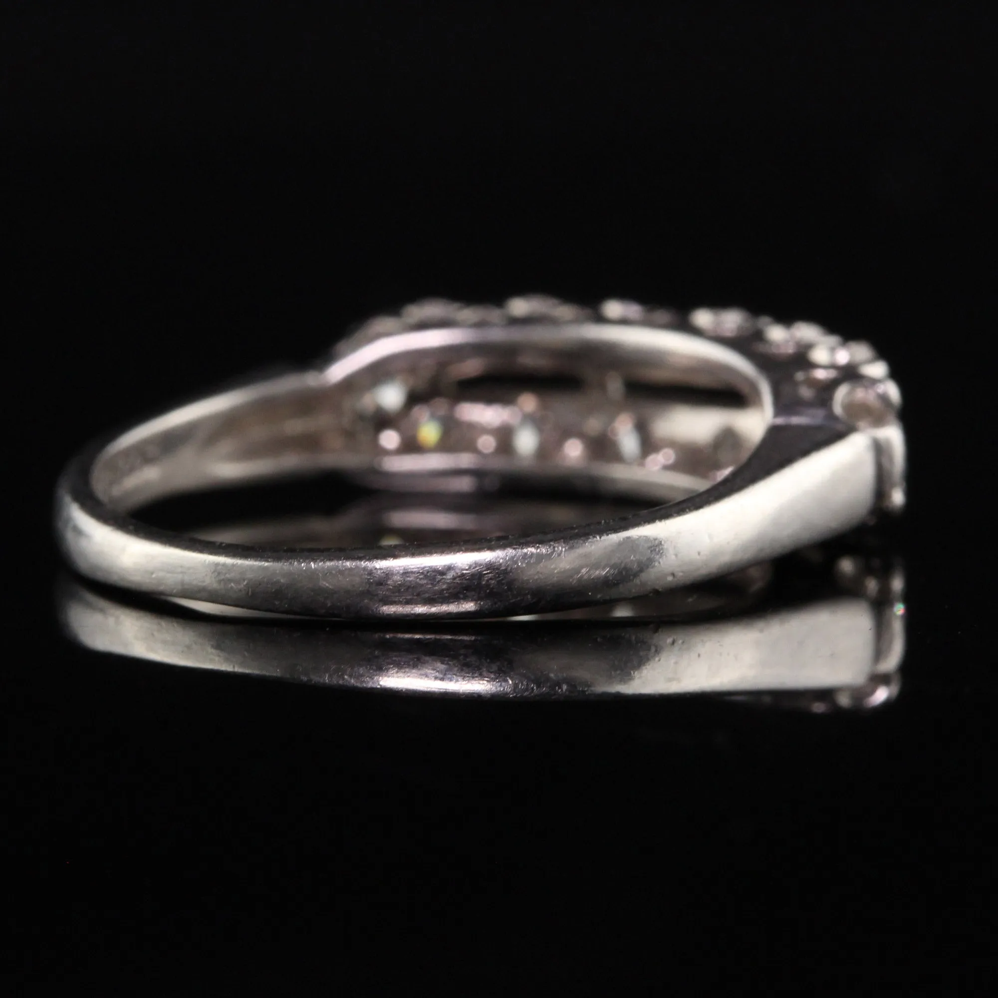 Antique Art Deco Platinum Single Cut Diamond Filigree Wedding Band