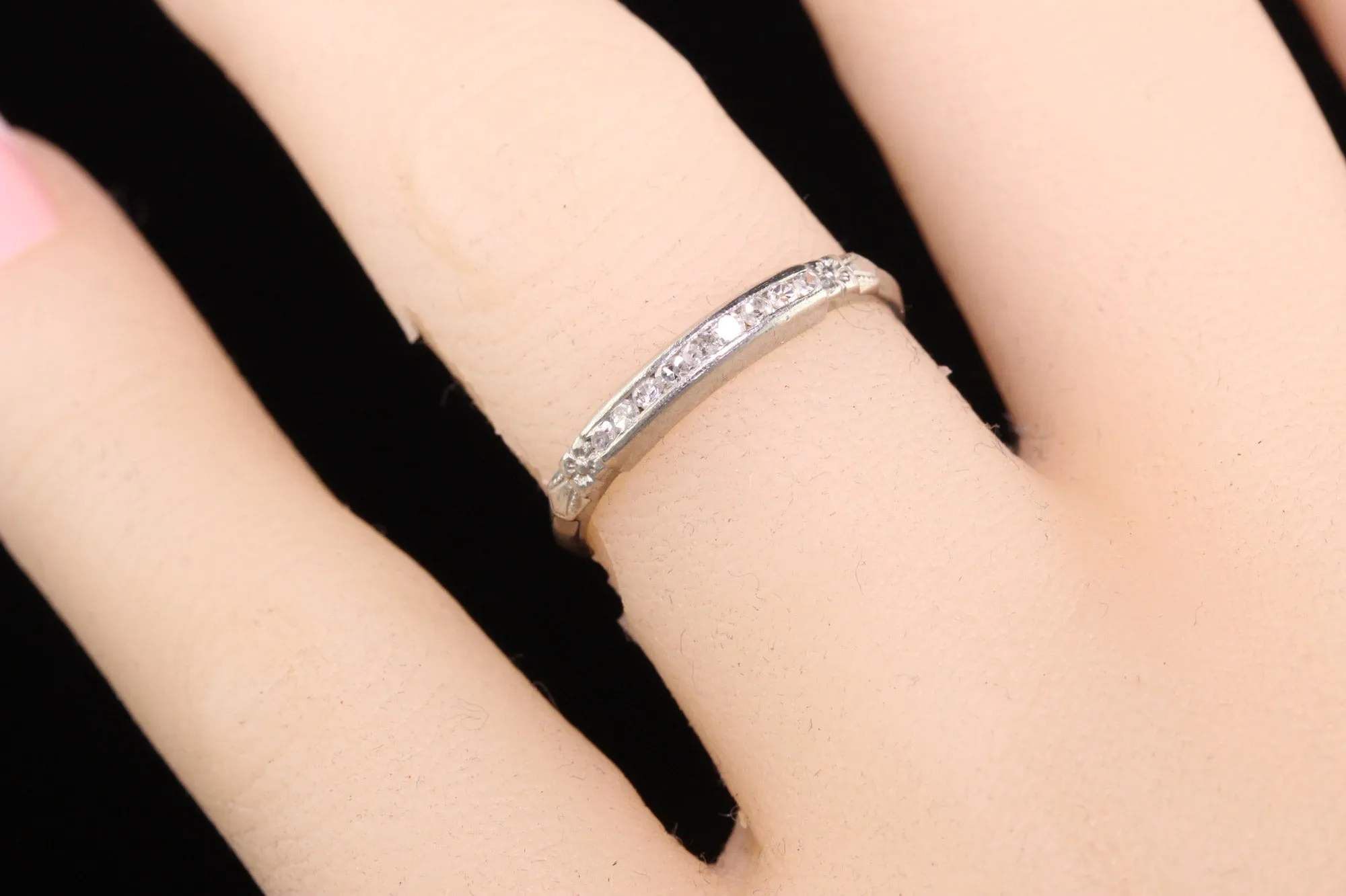 Antique Art Deco Platinum Single Cut Diamond Wedding Band