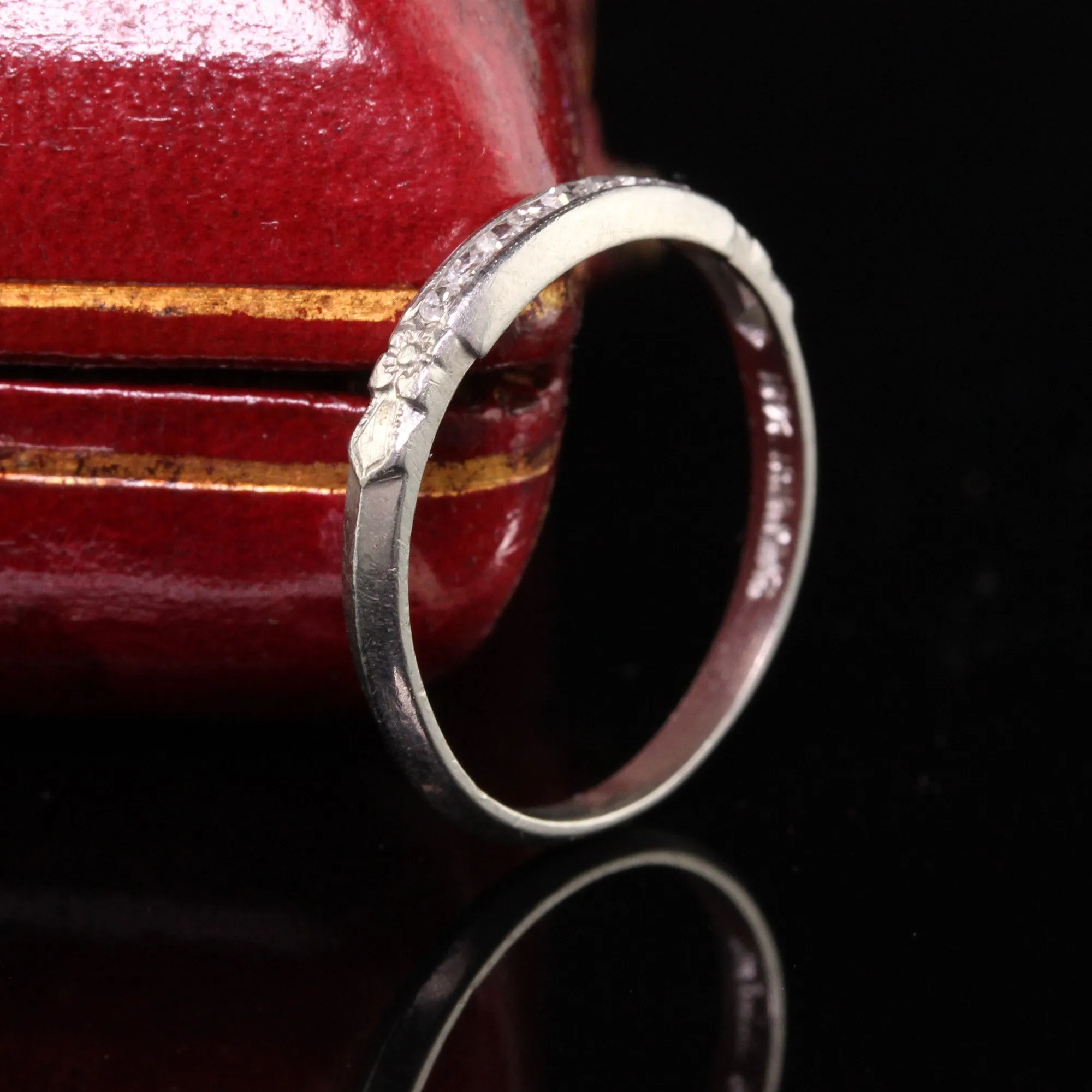 Antique Art Deco Platinum Single Cut Diamond Wedding Band