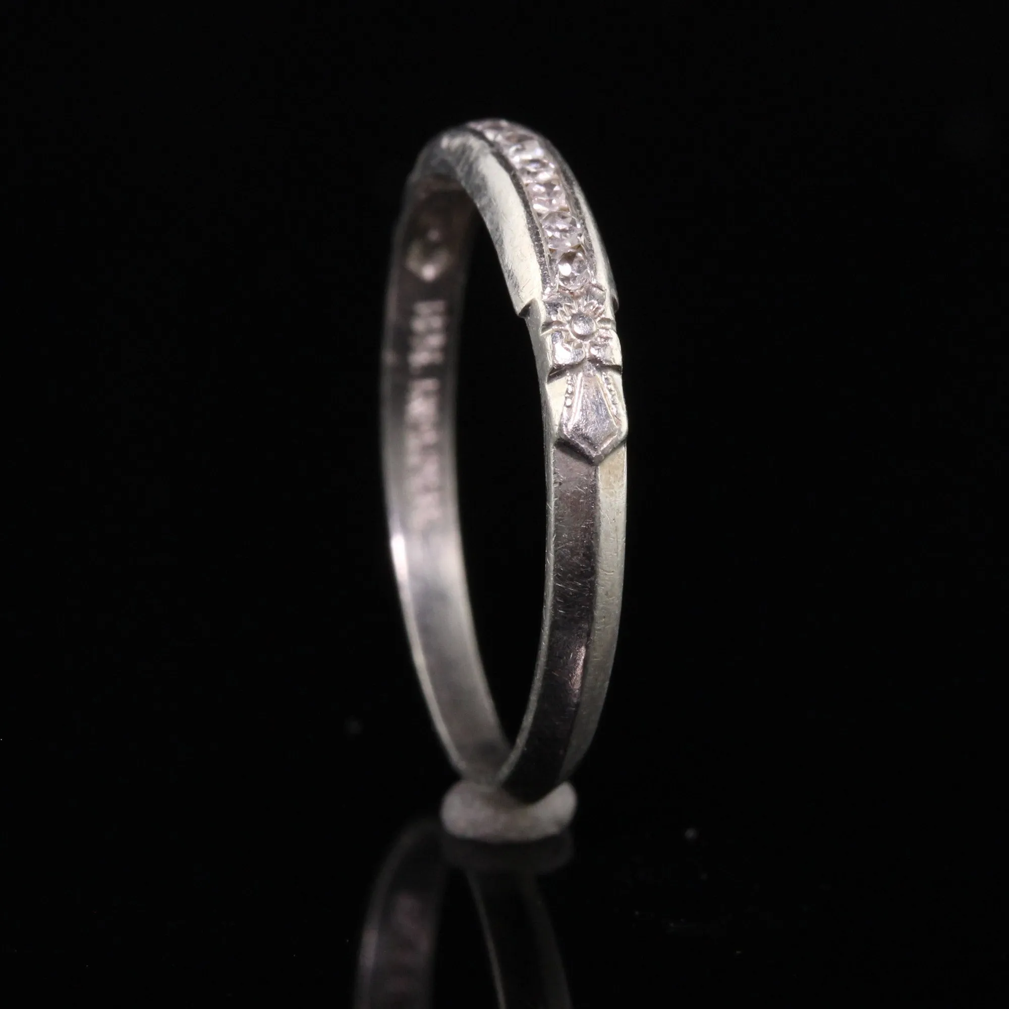 Antique Art Deco Platinum Single Cut Diamond Wedding Band