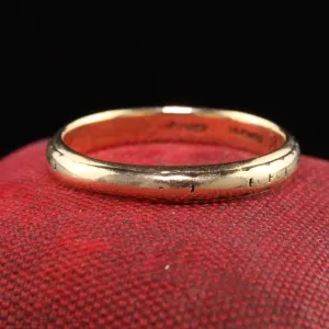 Antique Art Deco White Rose 14K Yellow Gold Engraved Wedding Band