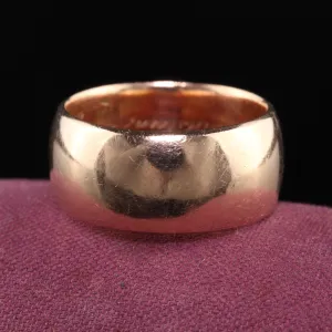 Antique Victorian 14K Rose Gold Wide Engraved Wedding Band