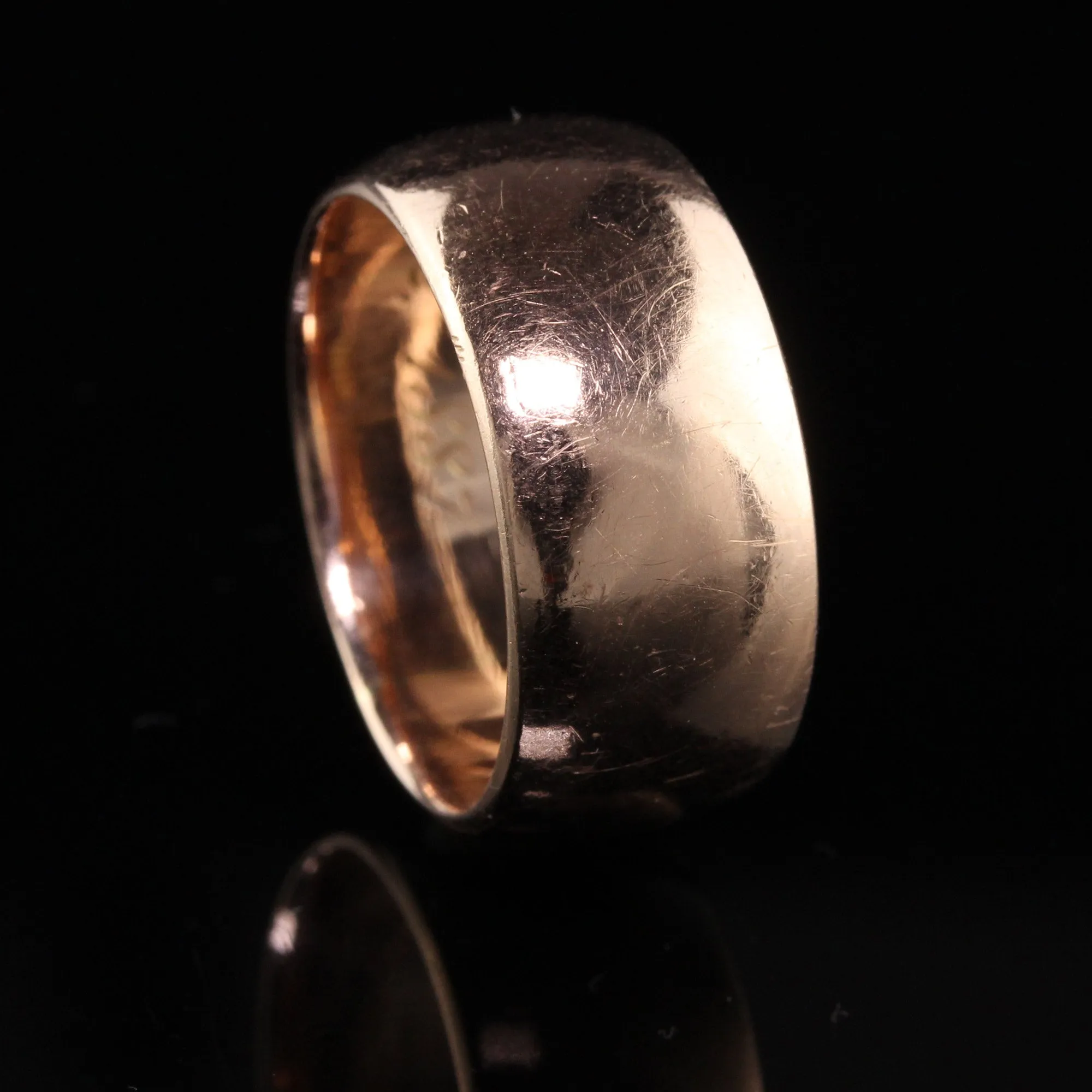 Antique Victorian 14K Rose Gold Wide Engraved Wedding Band