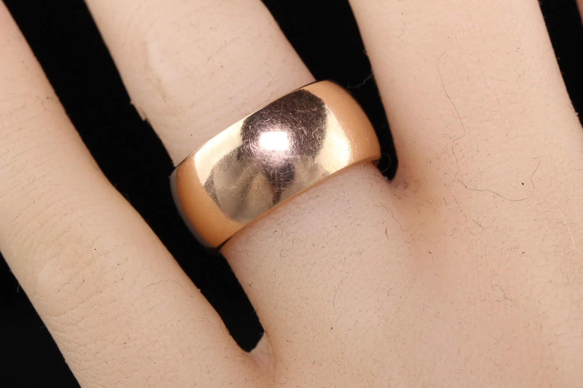 Antique Victorian 14K Rose Gold Wide Engraved Wedding Band