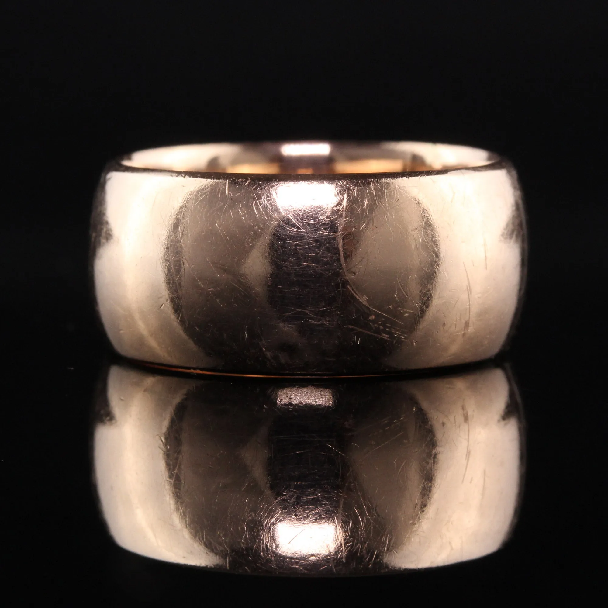 Antique Victorian 14K Rose Gold Wide Engraved Wedding Band
