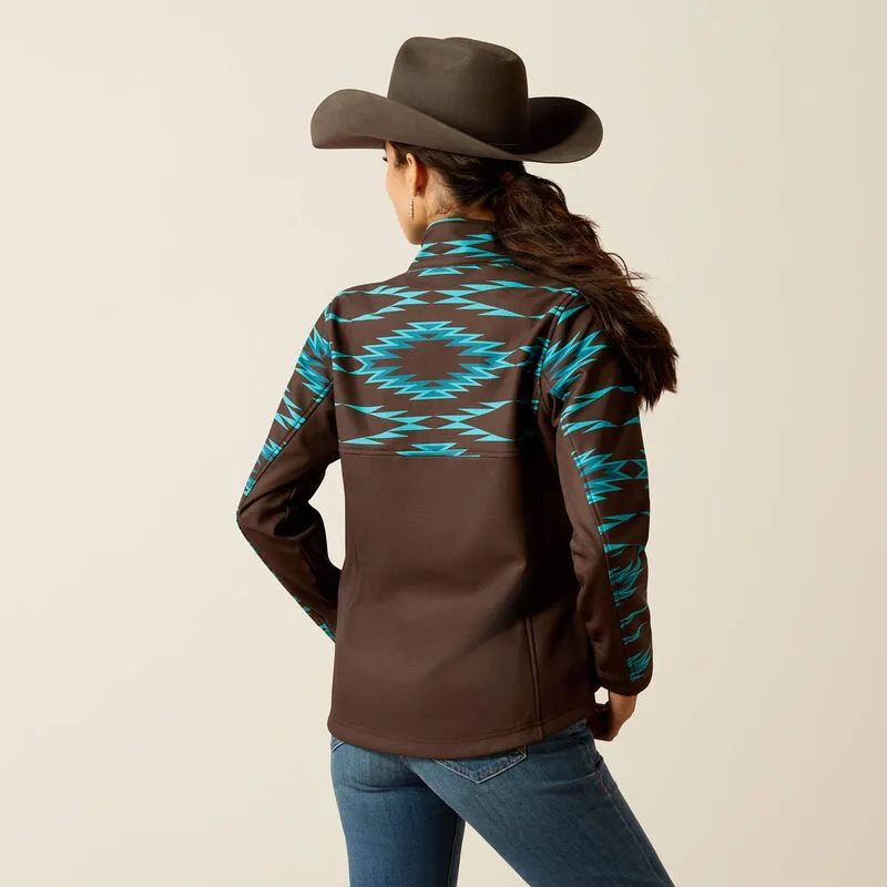 Ariat Women's Brown Aurora Softshell Jacket with Turquoise Southwest Print