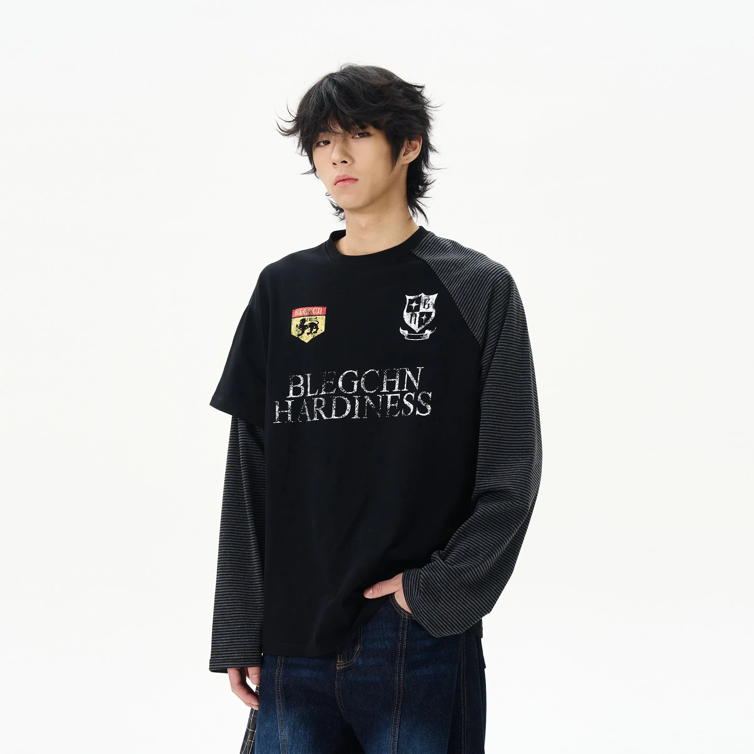 Asymmetrical Striped Long-Sleeve Pullover