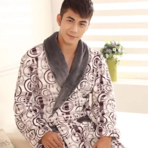 Autumn winter thick long flannel robe male coral fleece bathrobe lengthen men plus size brand long-sleeve sleepwear