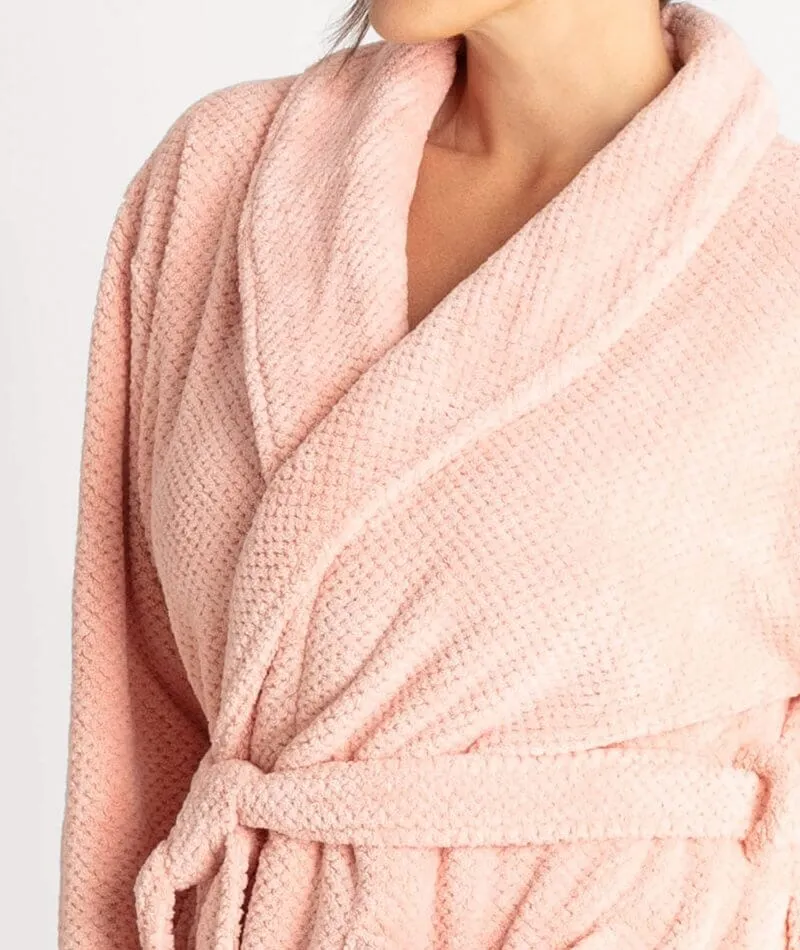 Ava & Audrey Betty Jacquard Fleece Robe - Blush