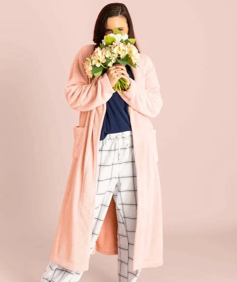 Ava & Audrey Betty Jacquard Fleece Robe - Blush