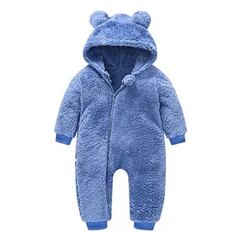 Baby Bear Plush Hooded Romper – Warm and Cozy Overall