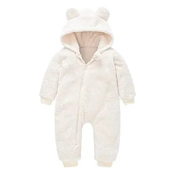 Baby Bear Plush Hooded Romper – Warm and Cozy Overall
